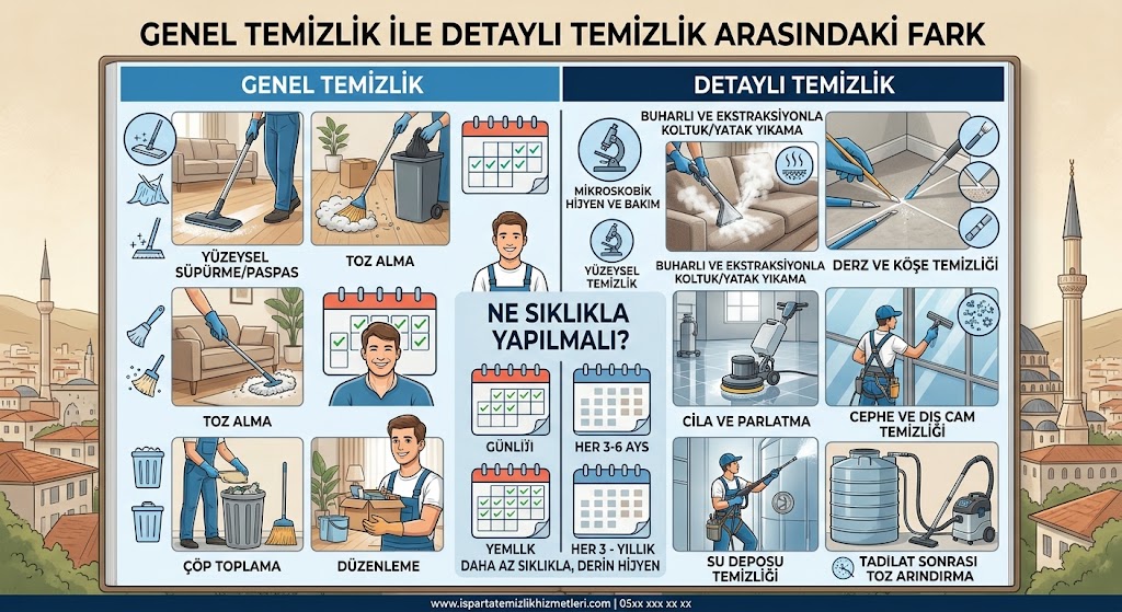 Genel temizlik ile detaylı temizlik arasındaki fark nedir?