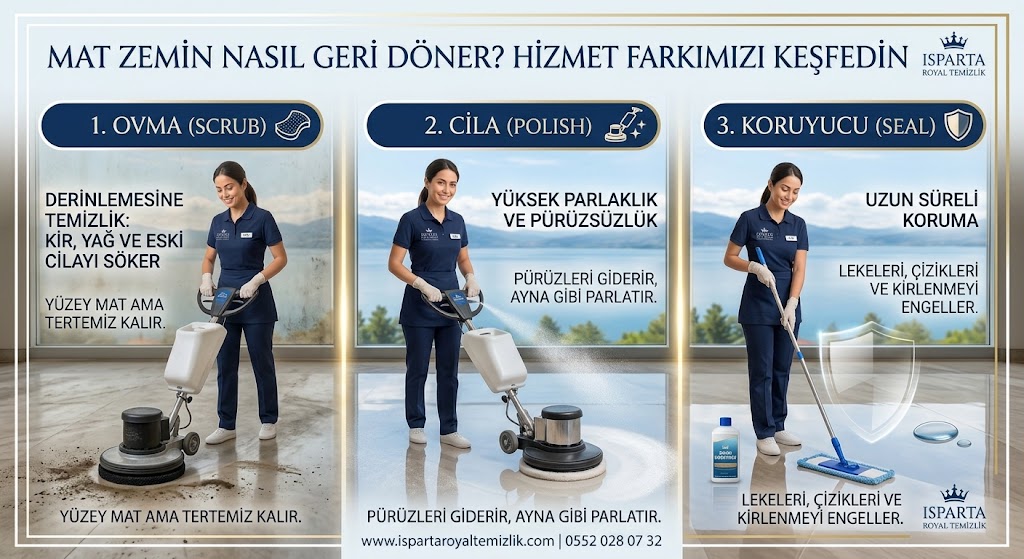 Mat zemin nasıl geri döner? Ovma, cila ve koruyucu farkı