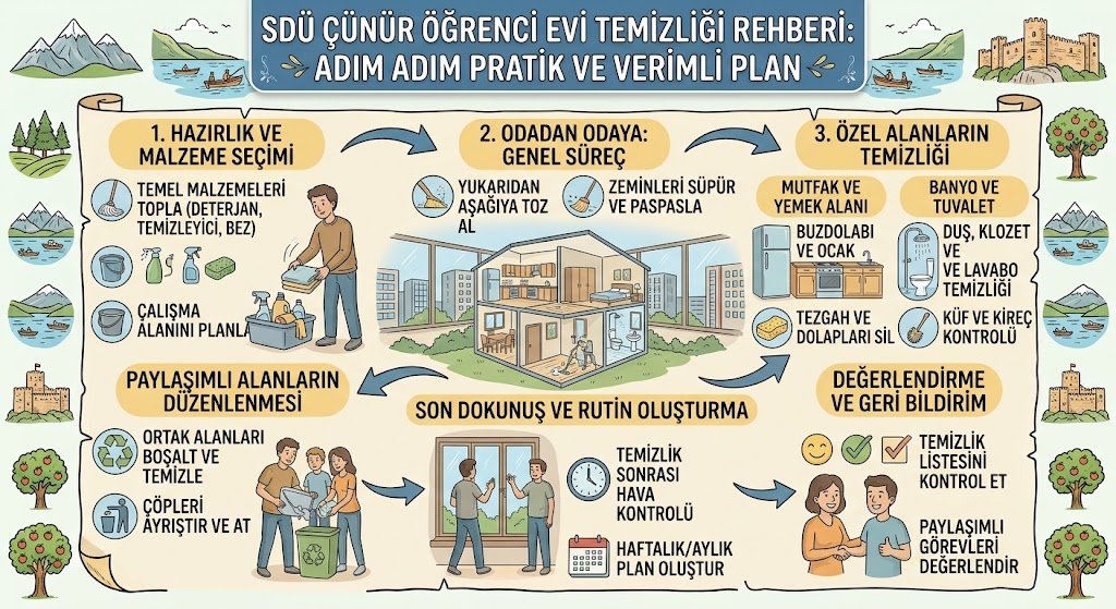 SDÜ Çünür öğrenci evi temizliği rehberi
